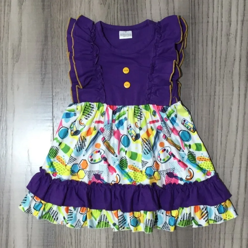 Boutique Back to School Girls Ruffle Dress